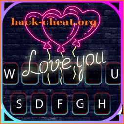 Neon Heart Balloons Keyboard Background icon