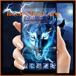 3D blue fire Ice wolf launcher theme icon