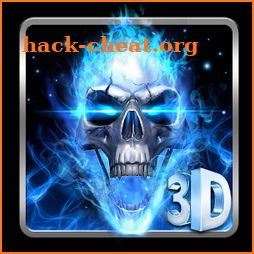 3D Blue Fire Skull Theme Launcher icon