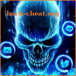3D Blue Flaming Skull Theme Launcher icon