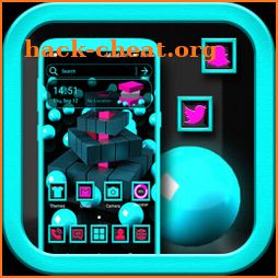 3D Cyan Ball and Cubes Launcher Theme icon
