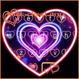3D Giltter Neon Hearts Keyboard icon