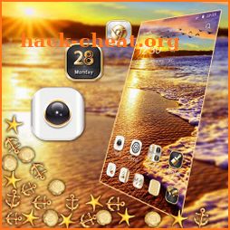 3D Golden Sunset Beach Theme icon