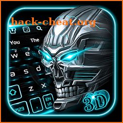 3D Neon Blue Skull Keyboard icon