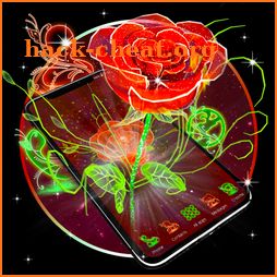 3D Neon Red Rose Launcher Theme icon