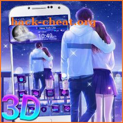 3D Night Couple Love Glass Tech Theme icon
