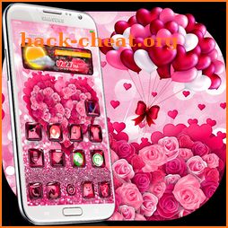 3D red love rose glass live theme icon