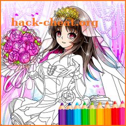 Anime Bride Girl Coloring Book icon