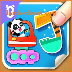 Baby Panda's creative collage design icon