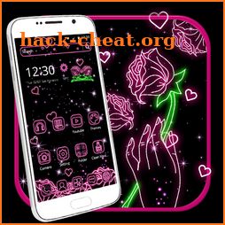 Beautiful neon rose theme icon