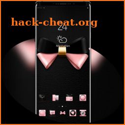 Black simple cute pink tie theme icon