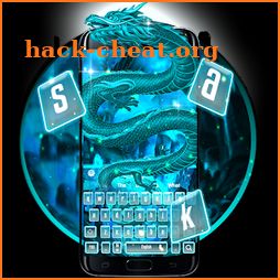 Blazing Neon Blue Dragon Keyboard Theme icon