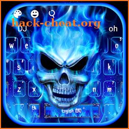 Blue Fire Flaming Skull Keyboard icon