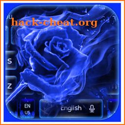 Blue Flaming Fire Rose keyboard Theme icon