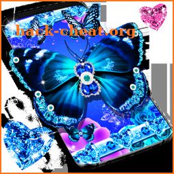 Blue glitter butterflies live wallpaper icon