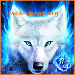 Blue Ice Fire Wolf Wallpaper icon