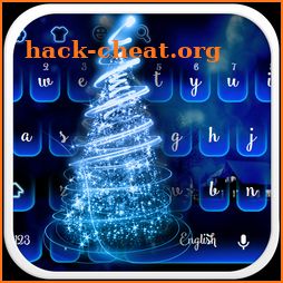 Blue Neon Christmas Tree Keyboard icon