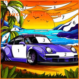 Car coloring book-Hot paint by number game icon