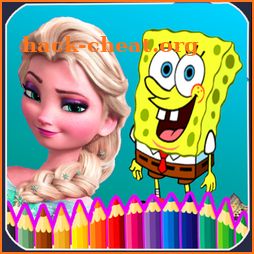 cartoon coloring book and princess coloring book icon