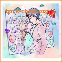 Cartoon Couple Color Painting Keyboard icon