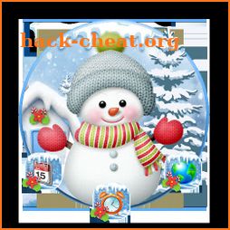 Cartoon Cute Snowman Winter Theme icon