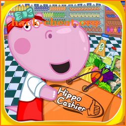 Cashier in the supermarket. Games for kids icon