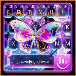 Colorful Glitter Neon Butterfly Keyboard Theme icon