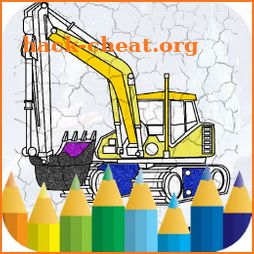 coloring big truck excavator icon
