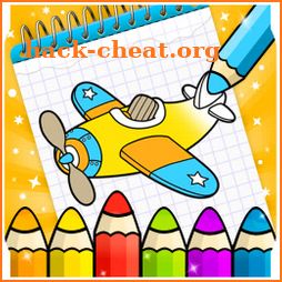 Coloring Book : Airplane – painting kids icon