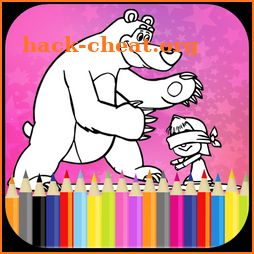 Coloring Book For Kids : Little Girl and Bear icon