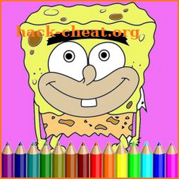 coloring sponge and sea fish friend icon