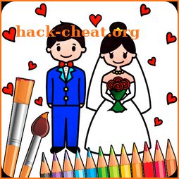 Coloring Wedding Brides and Groom icon