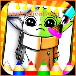 Coloring Yoda-baby book icon