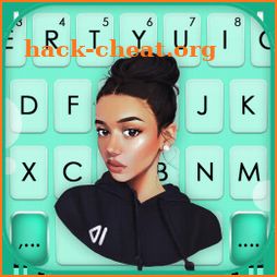 Cool Young Girl Keyboard Background icon
