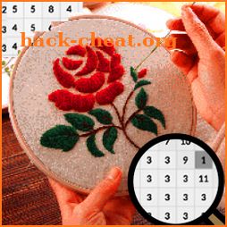 Cross Stitch Flowers Coloring By Number-Pixel Art icon