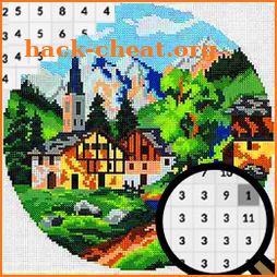 Cross Stitch Landscape Coloring By Number-Pixel icon
