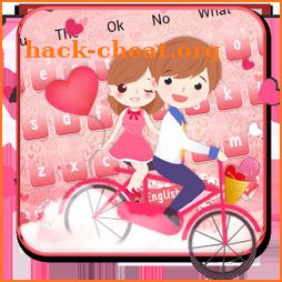 Cute Couple Cycling Keyboard Theme👩‍❤️‍💋‍👨🚲 icon