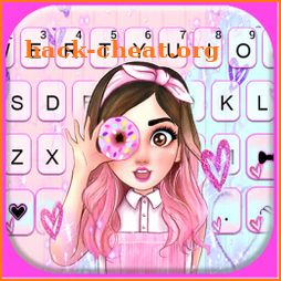 Cute Donut Girl Keyboard Background icon