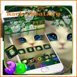 Cute Kitty Cat 3D Glass Tech Theme 😻 icon