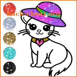 Cute Kitty Coloring Book For Kids With Glitter icon