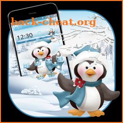 Cute snow penguin theme icon