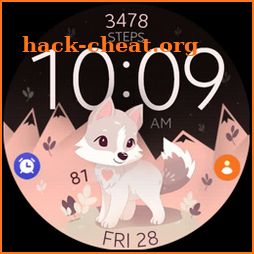 Cute Wolf digital watch face icon