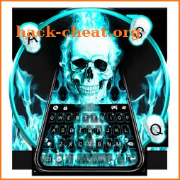 Cyan Fire Skull Keyboard Theme icon