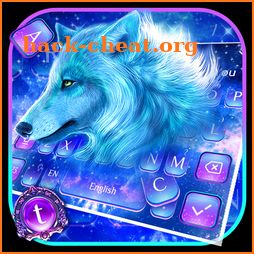 Cyan Neon Wolf Keyboard icon