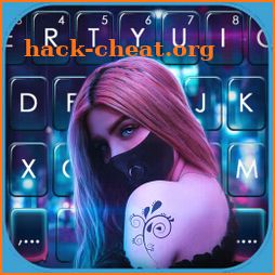 Cyberpunk Mask Girl Keyboard Background icon