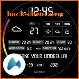 Digital Weather Info Black : Watch Face by MR TIME icon