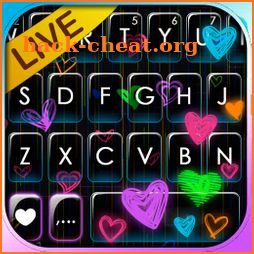 Doodle Neon Hearts Keyboard Theme icon