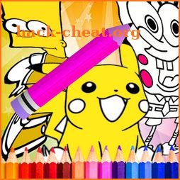 drawing and coloring cartoon - coloring book icon