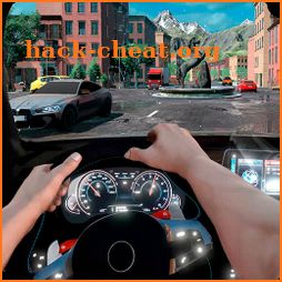 Driving simulator drive in car icon