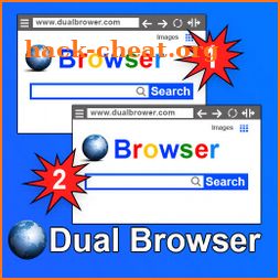 Dual split screen: browser with multiple screen icon